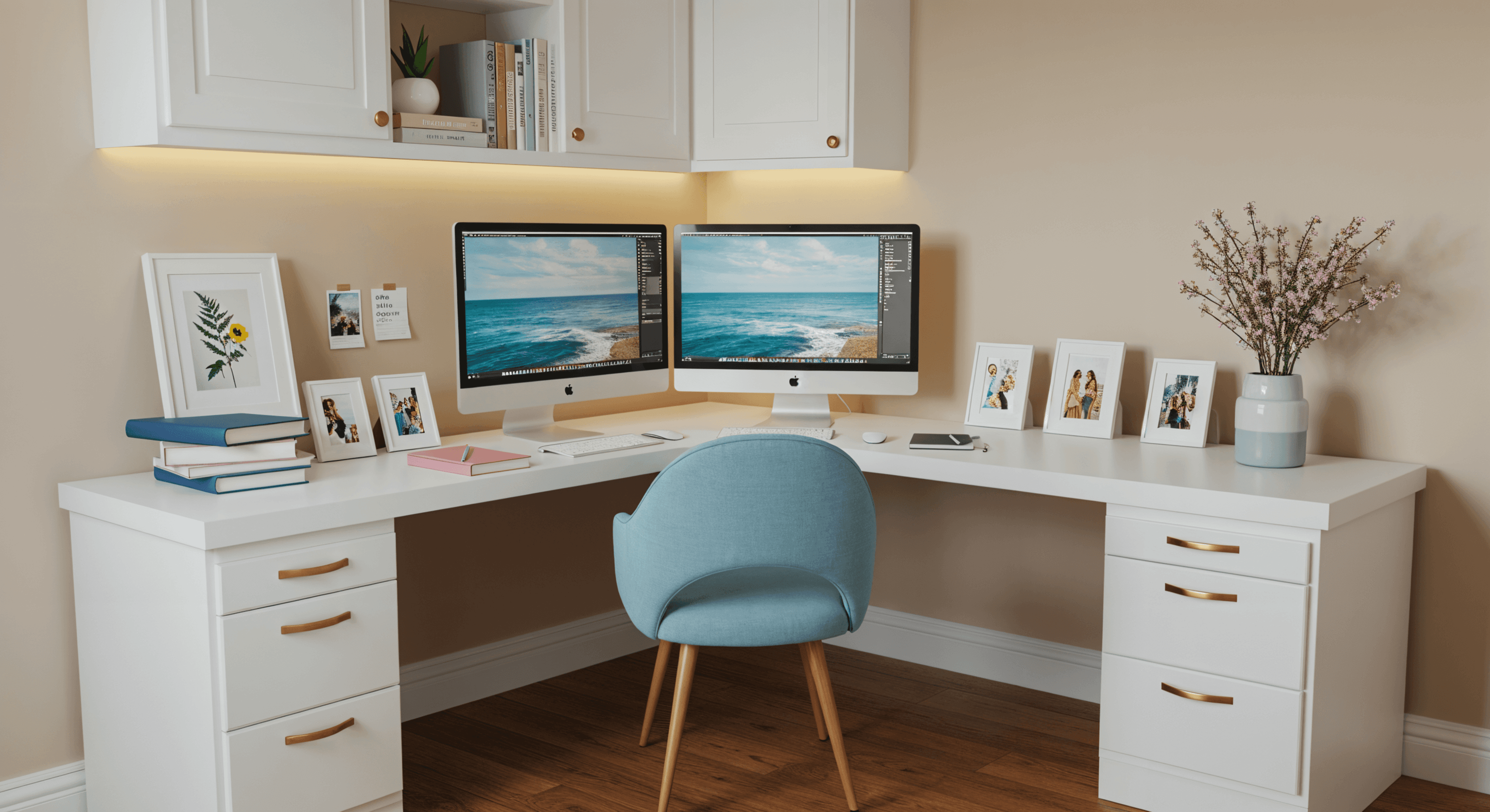 Efficient and stylish corner desk setup showing how smart furniture can save space and boost productivity in any home office